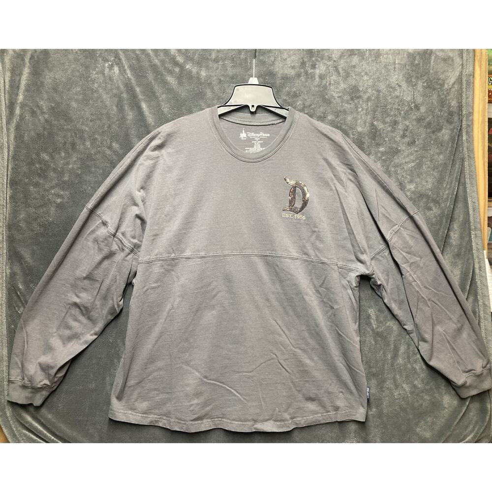 Disney Parks Spirit Jersey Shirt Womens 2XL Gray Sequin Disneyland Resort Logo